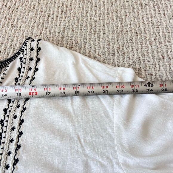 Lovestitch Bohemian Embroidered Tie Front Button Down Blouse - Picture 8 of 12